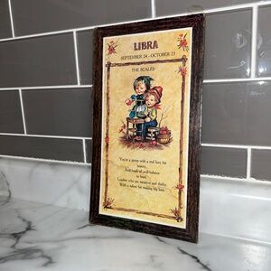 VTG 1970s Libra Cork Board Zodiac Plaque The Scales 13 X 7 Picture Decor